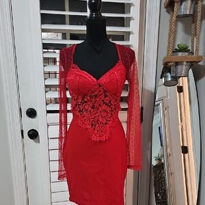 Elegant Red Lace Dress